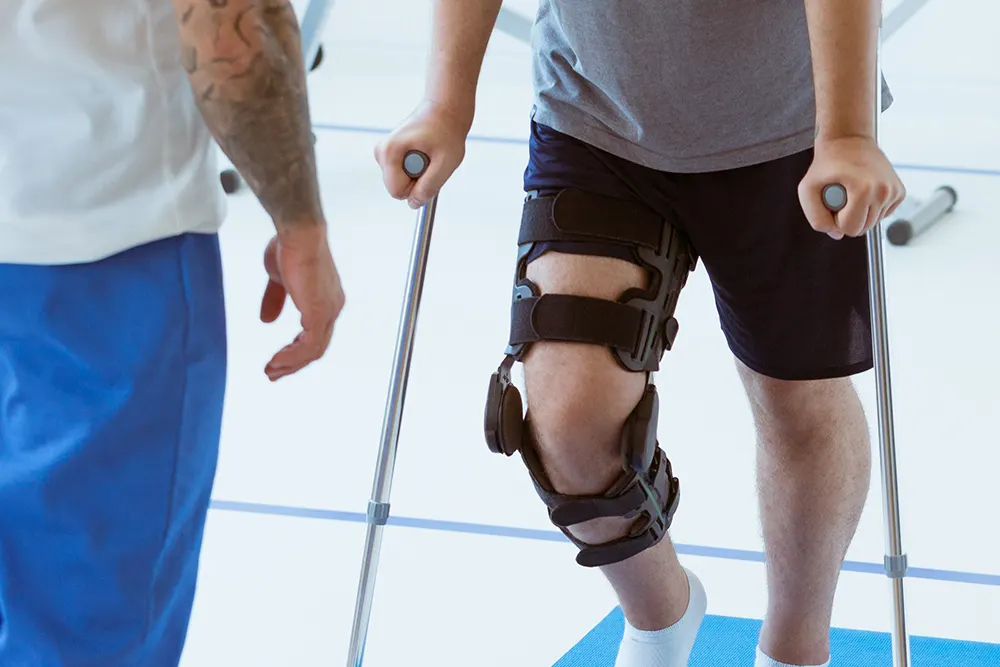 Injured person in Physical Therapy